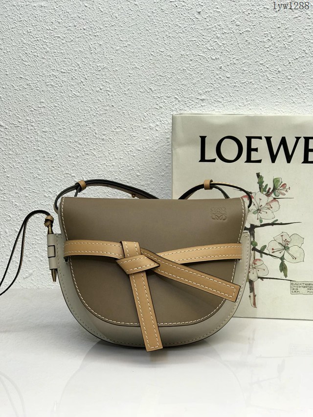 Loewe專櫃2022新款全皮拼色馬鞍包 羅意威MiniGateDual手袋 男女款單肩斜挎腰包胸包 10183 lyw1288