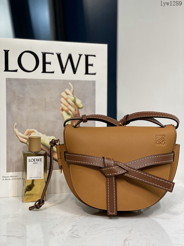 Loewe專櫃2022新款全皮拼色馬鞍包 羅意威MiniGateDual手袋 男女款單肩斜挎腰包胸包 10183 lyw1289