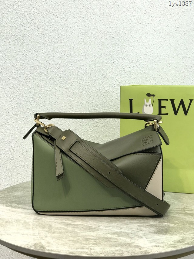 Loewe專櫃羅意威女款Puzzle系列中號拼色純色手提手拎單肩斜挎包 10171 lyw1387