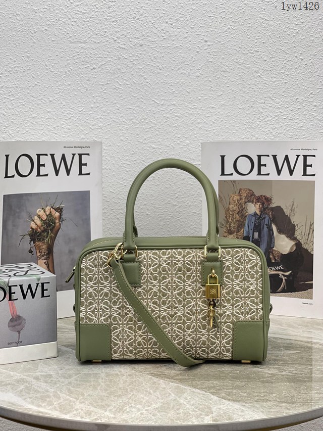 Loewe專櫃2022新款帆布配皮手提肩背女包 羅意威Amazono手提包 10523 lyw1426