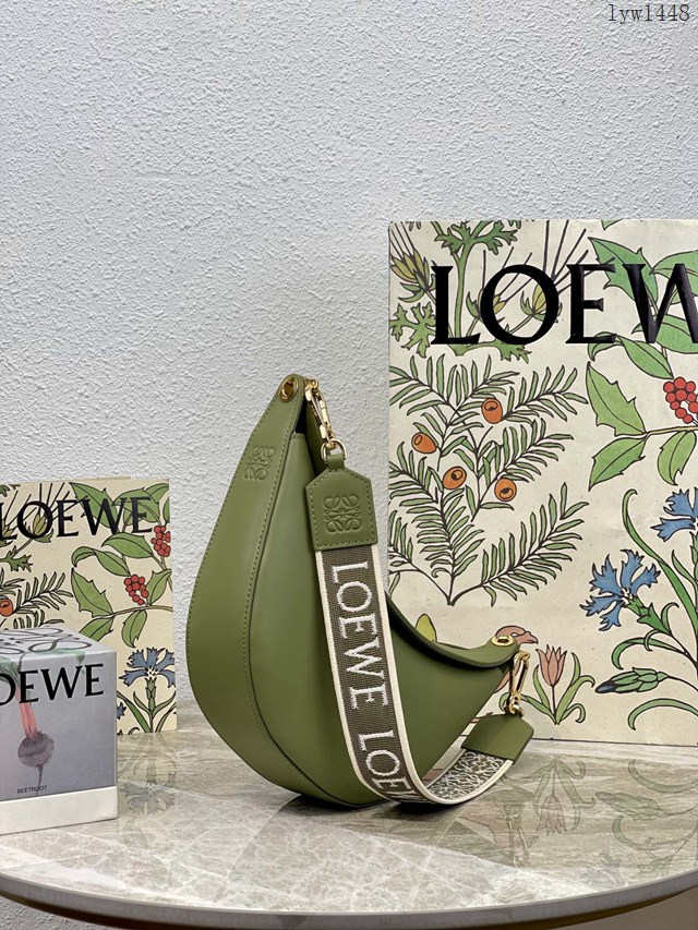 Loewe專櫃同步2022最新款Luna半月形Hobo手袋 羅意威全皮字母肩帶小號月亮包 型號10193 lyw1448