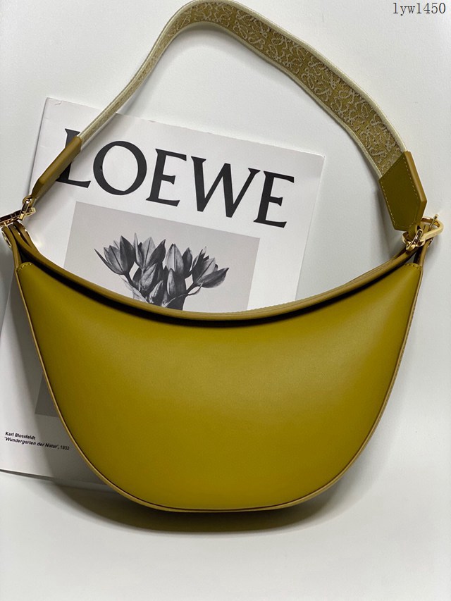 Loewe專櫃同步2022最新款Luna半月形Hobo手袋 羅意威全皮字母肩帶小號月亮包 型號10193 lyw1450