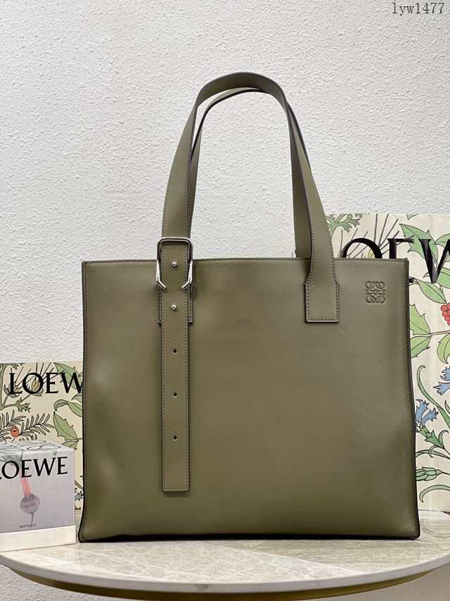 Loewe專櫃新款男包全皮托特包 羅意威Buckle Horizontal Tote手袋 型號10959 lyw1477