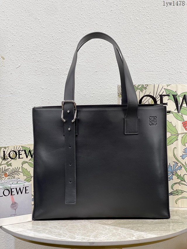 Loewe專櫃新款男包全皮托特包 羅意威Buckle Horizontal Tote手袋 型號10959 lyw1478