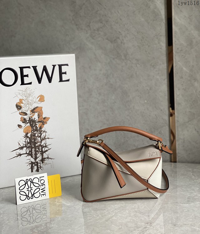 Loewe專櫃經典款2022新顏色迷你女包 羅意威Puzzle系列Mini女款手提肩背包小牛皮幾何包 10173 lyw1516