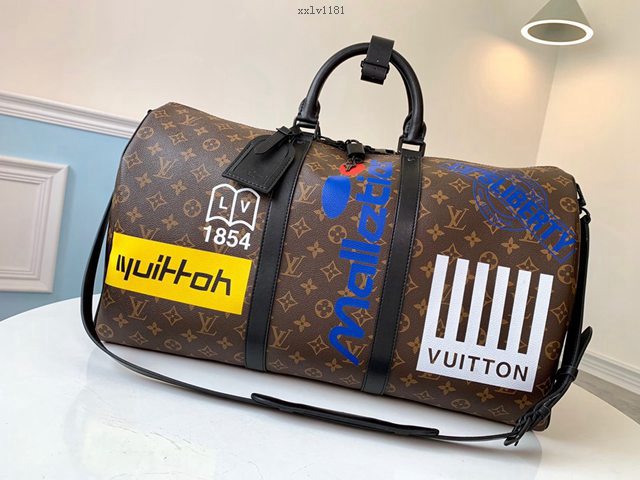 路易威登LV旅行包 LV男士大號行李袋 M44642老花 KEEPALL 50旅行袋 LV男士手提肩背包 xxlv1181