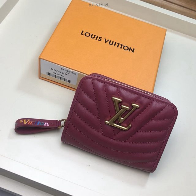 路易威登LV錢包 LV女士拉鏈零錢包 M63789 紫紅色 Louis Vuitton New Wave拉鏈錢夾 xxlv1464