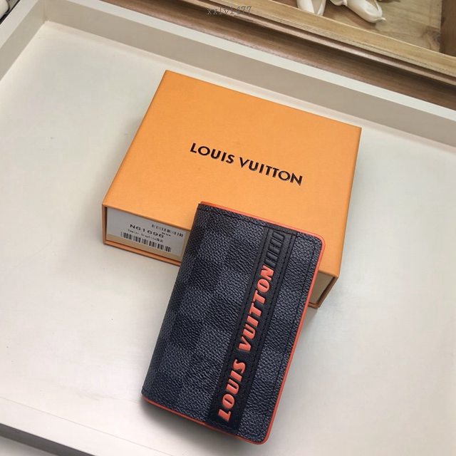 路易威登LV錢包 LV黑格男士口袋夾 M61696 飾皮 1854 Louis vuitton hhi帆布袋裝錢包 xxlv1477