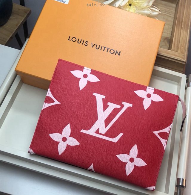 路易威登LV手包 LV新款限量版手拿包 M67692 紅色 TOILET POUCH XL盥洗袋 收納包 xxlv1588