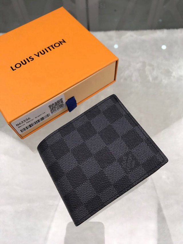 路易威登LV錢包 N63336 Damier Graphite零錢包 LV黑格男士短夾 xxlv1851