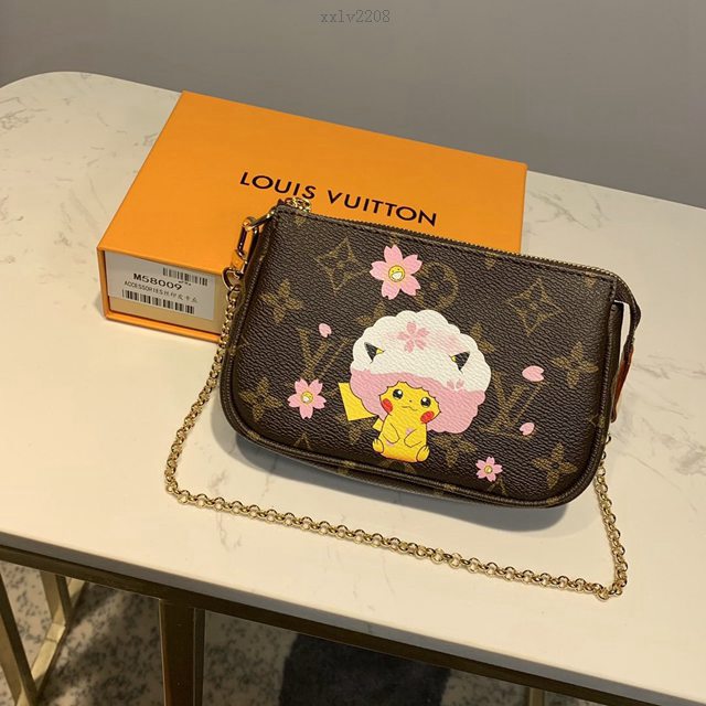 路易威登LV零錢包 M58009 皮卡丘 Mini Pochette Accessoires手袋 LV老花鏈條零錢包 xxlv2208