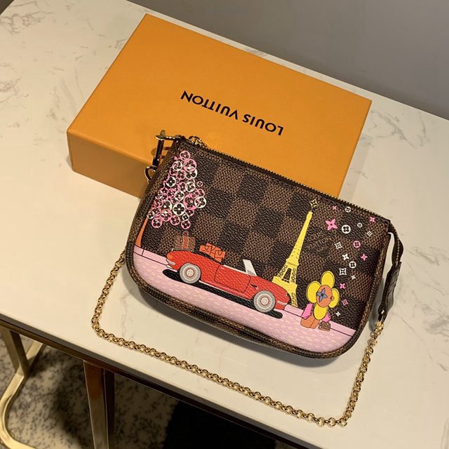 路易威登LV零錢包 M58009 小汽車絲印 Mini Pochette Accessoires手袋 LV老花鏈條零錢包 xxlv2210