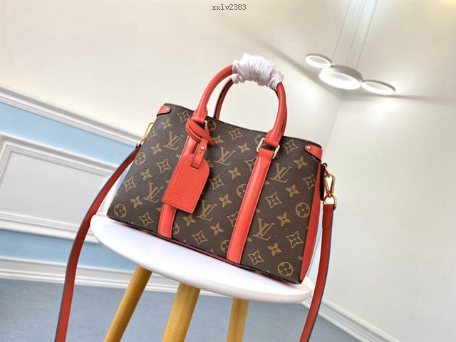 路易威登LV女包 M44898紅色 Open Handbag LV老花配皮手提肩背包 xxlv2383