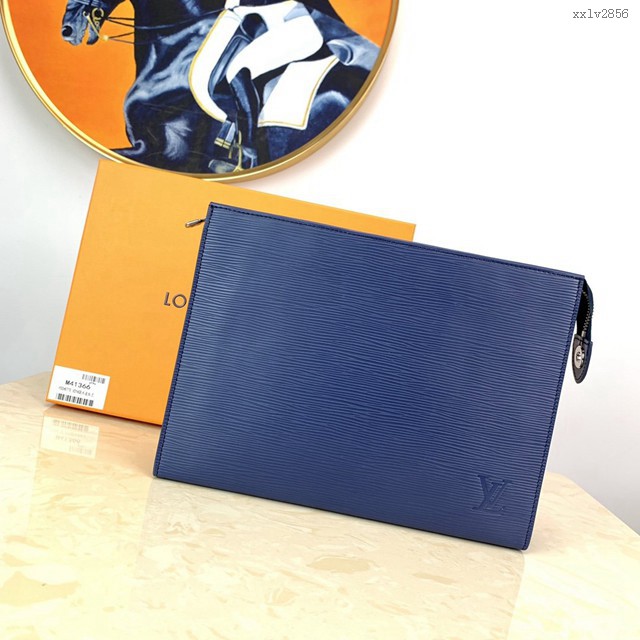 路易威登LV手包 M41366 藍色水波紋盥洗袋 POCHETTE VOYAGE中號手拿包 LV經典款男士手拿包 xxlv2856