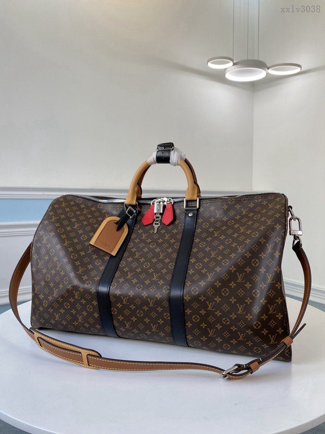 路易威登LV旅行包 M45988老花 小花 KEEPALL50旅行袋 LV老花新款男士手提旅行包袋 xxlv3038