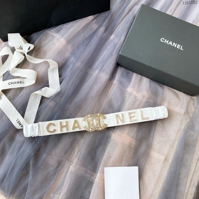 Chanel經典款女士皮帶 香奈兒cc經典logo扣精品彈力扣腰帶  jjp1152