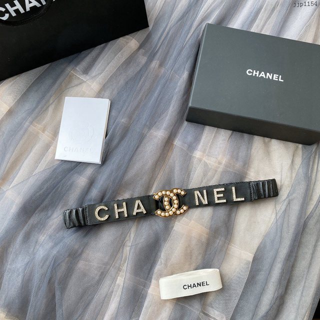 Chanel經典款女士皮帶 香奈兒cc經典logo扣精品彈力扣腰帶  jjp1154