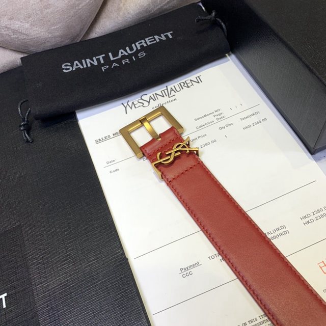 Saint Laurent女士皮帶 聖羅蘭金扣小牛皮腰帶  jjp1754