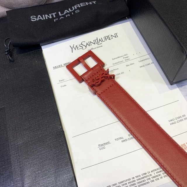 Saint Laurent女士皮帶 聖羅蘭金扣小牛皮腰帶  jjp1755