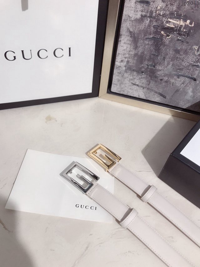 Gucci經典女士皮帶 370717 古奇方扣牛皮腰帶  jjp2045