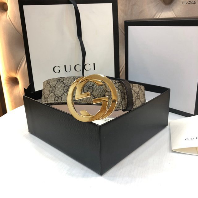 Gucci經典男士皮帶 古奇PVC人造帆布印花腰帶  jjp2519