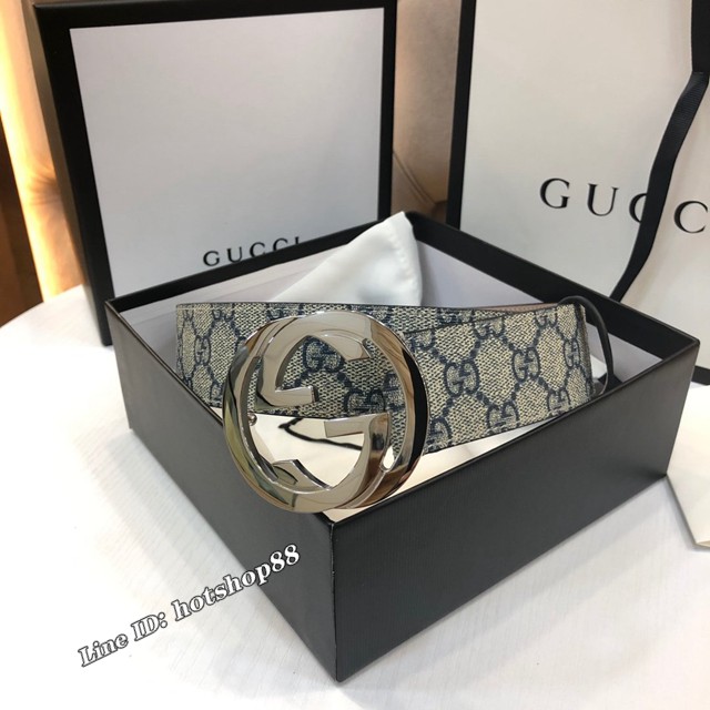 Gucci經典男士皮帶 古奇PVC人造帆布印花腰帶  jjp2520