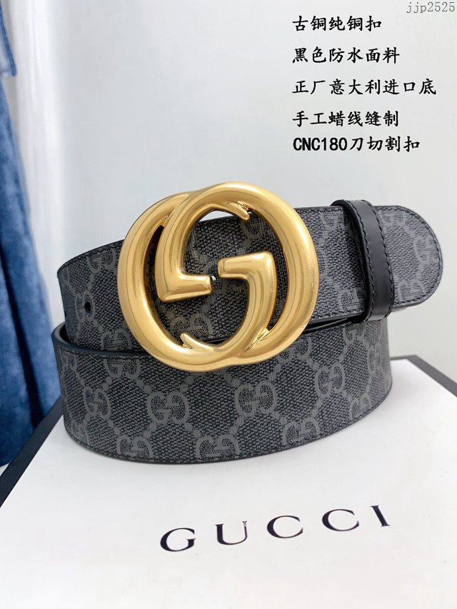 Gucci經典男士皮帶 古奇PVC人造帆布印花腰帶  jjp2525