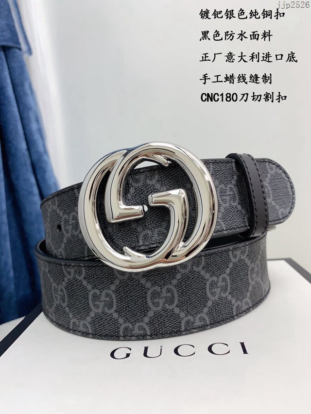 Gucci經典男士皮帶 古奇PVC人造帆布印花腰帶  jjp2526