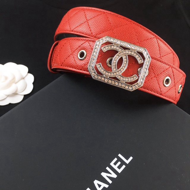 Chanel專門店2021新款女士皮帶 香奈兒經典字母扣牛皮腰帶  jjp2625