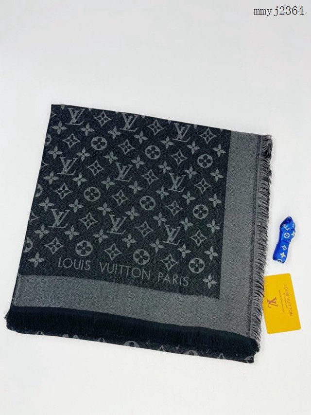 LV專櫃新品路易威登經典銀線Monogram圖案真絲羊絨方巾圍巾 mmyj2364