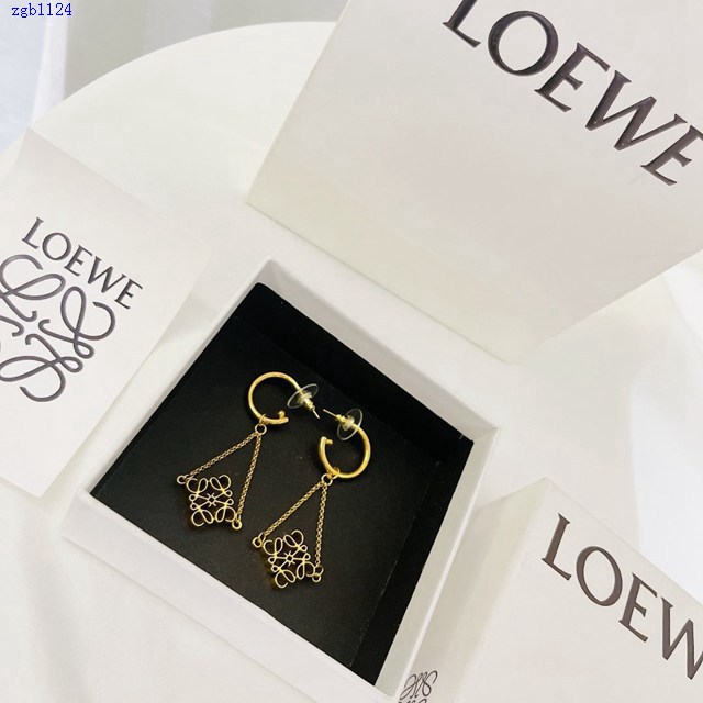 LOEWE菱形流蘇耳釘 羅意威專櫃新款Anagram纏絲立體吊耳釘 zgb1124