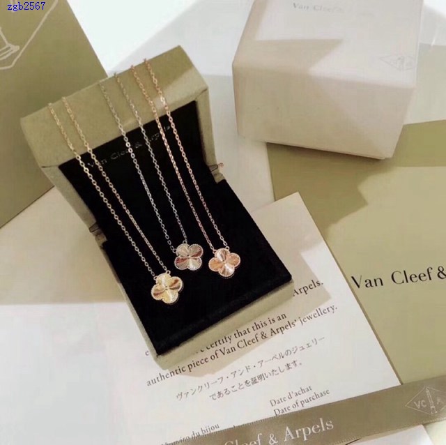 梵克雅寶vca新款雕花四葉草項鏈 Van Cleef&Arpels50周年限量版單花項鏈 zgb2567