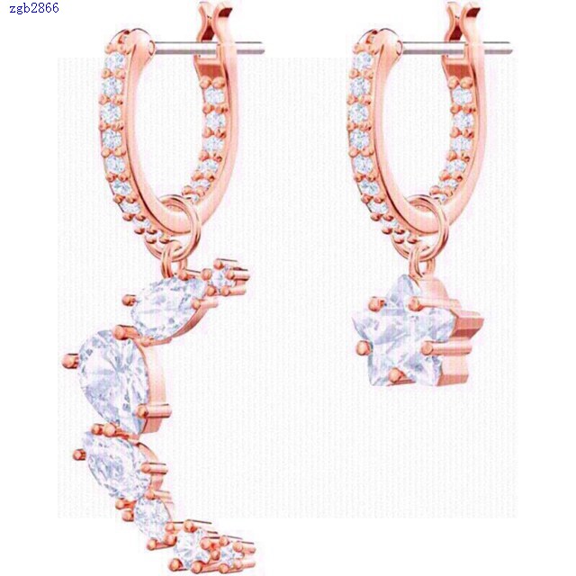 Swarovski施華洛世奇春夏星星月亮不對稱水晶耳環 zgb2866