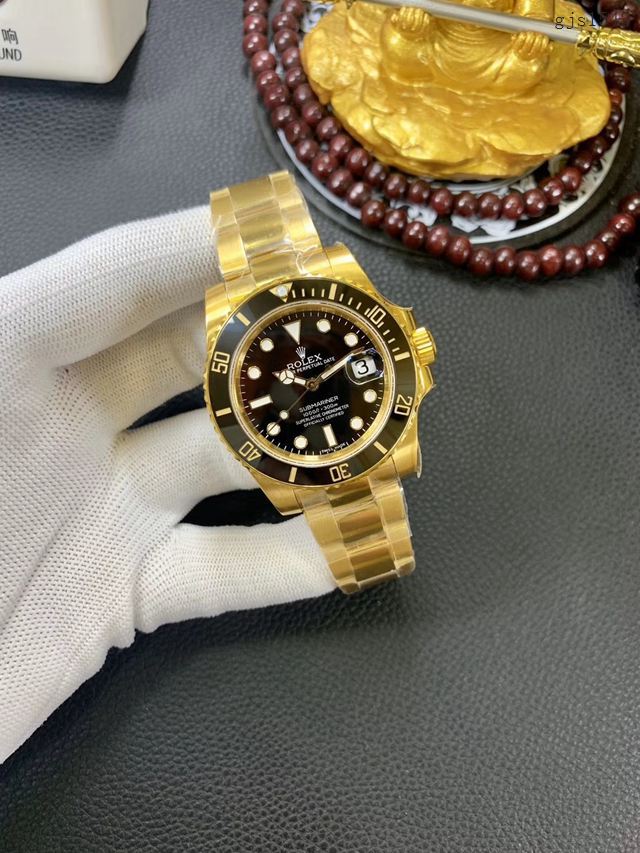 劳力士手表 18K全黄金黑水鬼 Rolex复刻专柜男士腕表 gjs1542