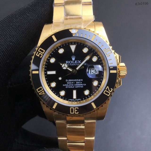 劳力士手表 Rolex间金/全金黑水鬼 超级3135机芯 Rolex高端男士腕表 gjs1696