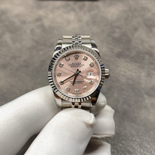 劳力士手表 Rolex女装日志型手表 龙虾粉表盘 Rolex女士腕表 gjs3101