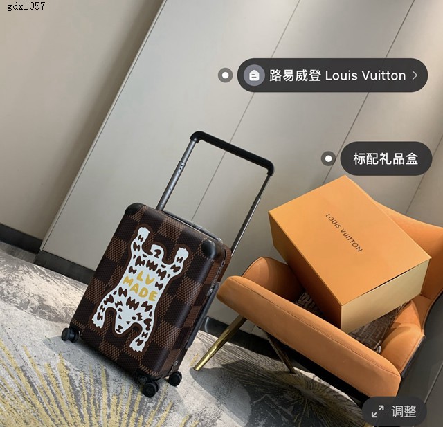 LV棋盤格行李箱 路易威登北極熊圖案Horizon55拉杆箱 gdx1057