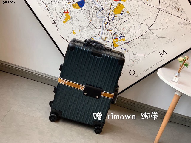 Fendi x rimowa聯名行李箱四輪拉杆箱 日默瓦全鋁鎂合金雙F圖案拉箱/拉杆箱 gdx1223