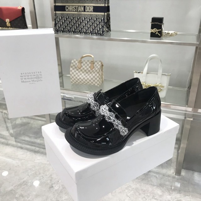 Maison Margiela MM6大頭瑪麗珍鞋 施華洛世奇水鑽 復古粗跟鞋學院風大頭娃娃單鞋 dx2008