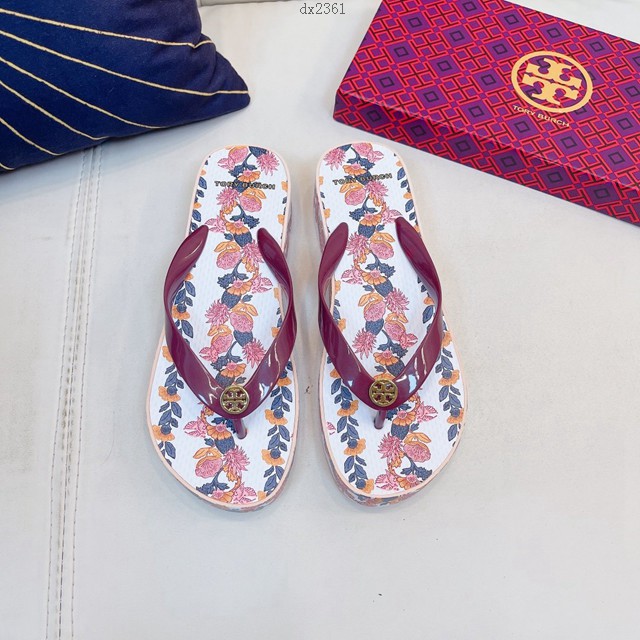 TORY BURCH2021年夏季新款女款坡跟人字拖TB官方春夏季主打款女士人字拖 dx2361