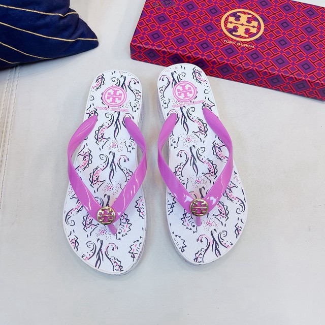 TORY BURCH2021年夏季新款女款坡跟人字拖TB官方春夏季主打款女士人字拖 dx2378