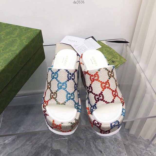 Gucci/Summer最新限量厚底拖鞋 gucci古馳新顏色拖鞋 dx3536