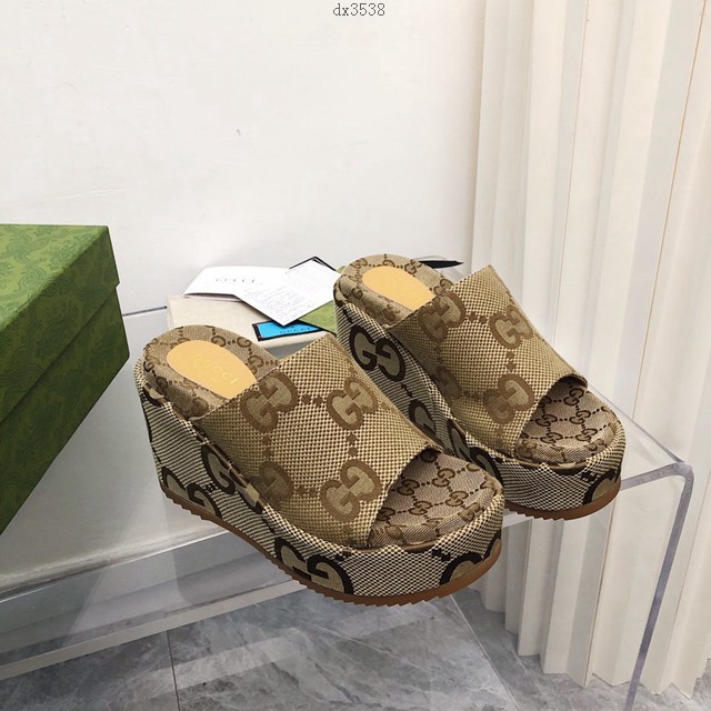 Gucci/Summer最新限量厚底拖鞋 gucci古馳新顏色拖鞋 dx3538