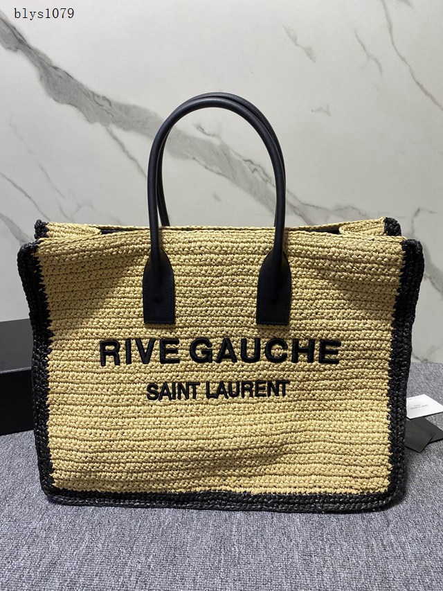 YSL專櫃新款購物袋包 聖羅蘭RIVE GAUCHE麻布拉菲編制沙灘包 499290 blys1079