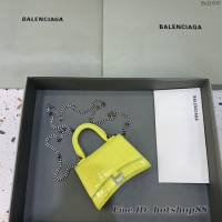 Balenciaga專櫃爆款手提女包 巴黎世家鱷魚紋黃色mini Hourglass沙漏包 fyj1003