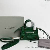 Balenciaga專櫃爆款鱷魚紋系列新版機車包 巴黎世家經典Neo Classic Mini墨綠金鱷魚紋手提女包 fyj1037