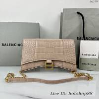 Balenciaga專櫃爆款鱷魚紋牛皮女包鏈條包 巴黎世家經典沙漏鏈條斜挎包 fyj1050