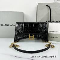 Balenciaga專櫃爆款鱷魚紋牛皮女包鏈條包 巴黎世家經典沙漏鏈條斜挎包 fyj1052