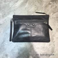 Balenciaga專櫃爆款黑色男士手拿包 巴黎世家經典機車系手包 fyj1064