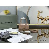 Balenciaga專櫃爆款升級版裸粉鱷魚紋沙漏包 巴黎世家mini Hourglass沙漏包 fyj1099